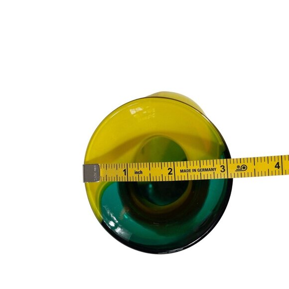 Vintage Murano Hand-Blown Art Glass Vase Green & Yellow Gradient Design 9" Tall - Picture 5 of 11